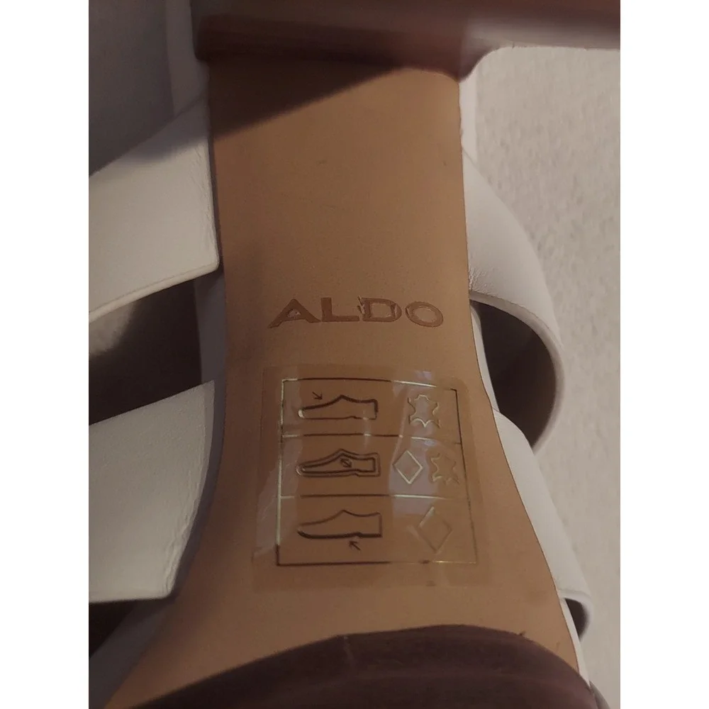 Aldo Womens White Leather Casuarina Open Toe Platform Heels Mules Sandals Size 9 - Picture 10 of 12